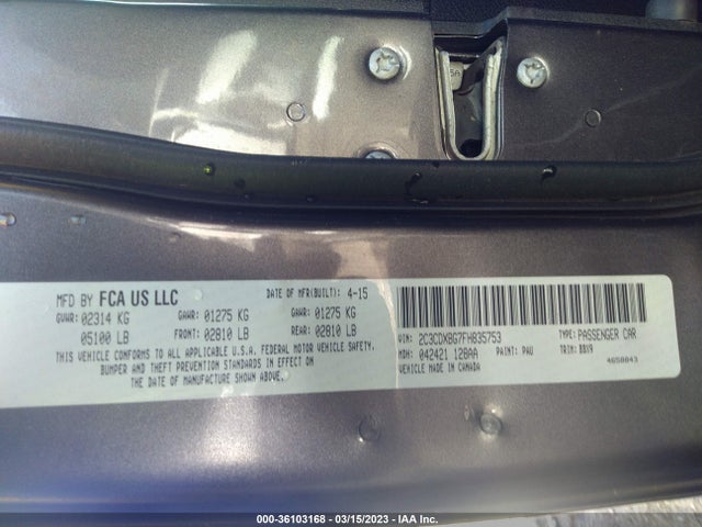 Dodge Charger Se 2015 2C3CDXBG7FH835753 Image 9