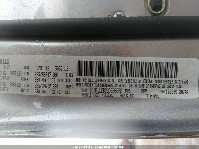 1C4PJLCB2JD560672 Jeep Cherokee Latitude