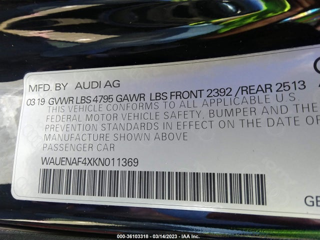 WAUENAF4XKN011369 Audi A4 Premium Plus