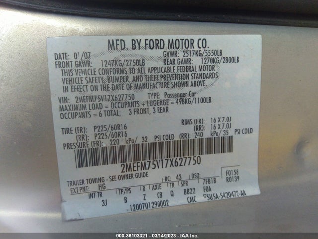 2MEFM75V17X627750 Mercury Grand Marquis Ls
