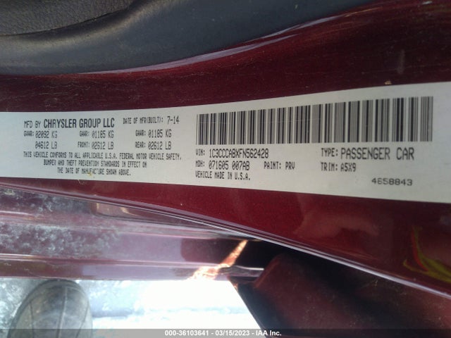 Chrysler 200 Limited 2015 1C3CCCABXFN562428 Image 10