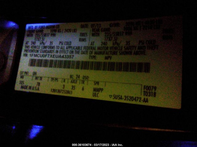 1FMCU0F7XEUA43357 Ford ESCAPE S