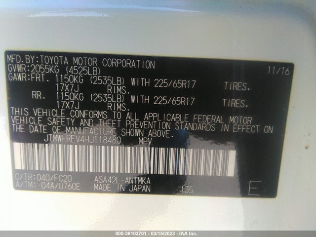 Toyota Rav4 Xle 2017 JTMWFREV4HJ118480 Image 10
