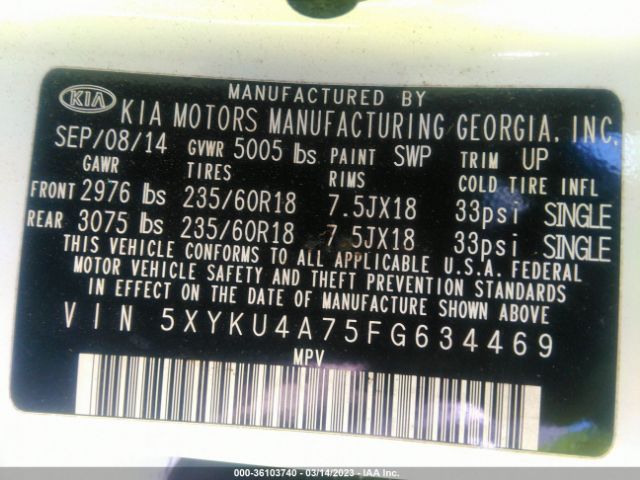 5XYKU4A75FG634469 KIA SORENTO EX