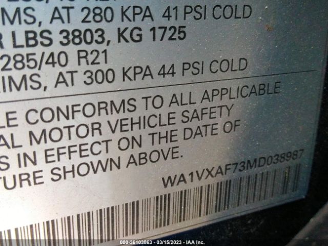 WA1VXAF73MD038987 Audi Q7 Prestige 55 Tfsi Quattro Tiptronic