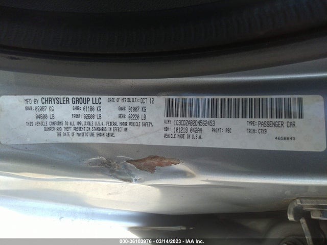 Dodge AVENGER SE 2013 1C3CDZAB2DN562453 Image 10