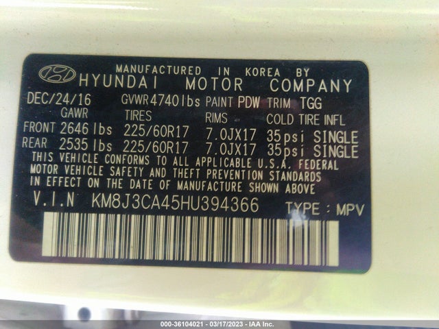 Hyundai TUCSON SE 2017 KM8J3CA45HU394366 Image 9