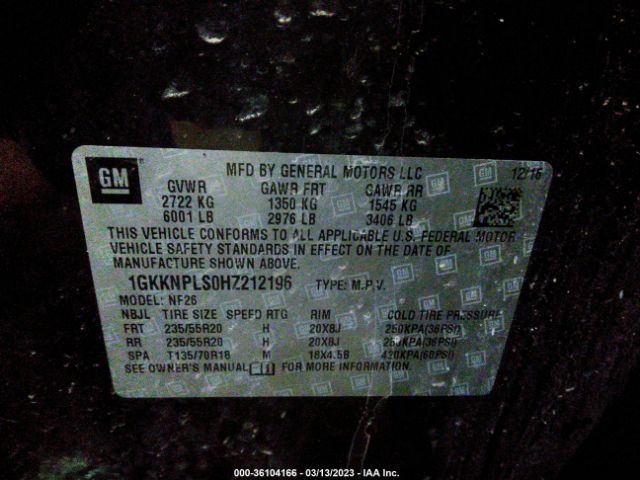 1GKKNPLS0HZ212196 GMC Acadia Denali
