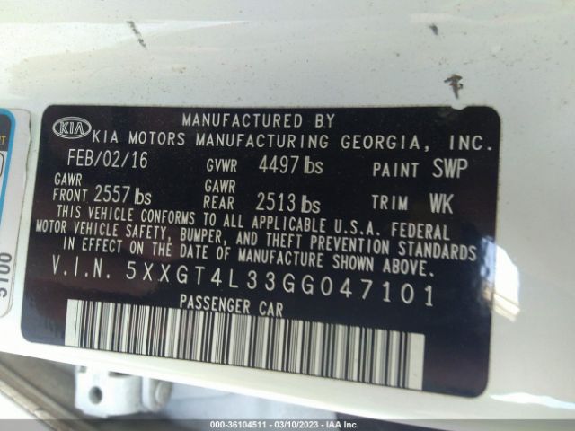 5XXGT4L33GG047101 KIA Optima Lx