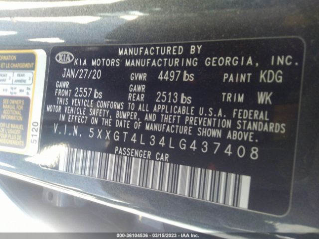 5XXGT4L34LG437408 KIA Optima Lx