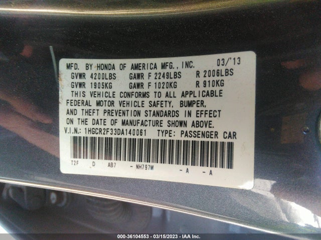 Honda Accord Sdn Lx 2013 1HGCR2F33DA140061 Image 10