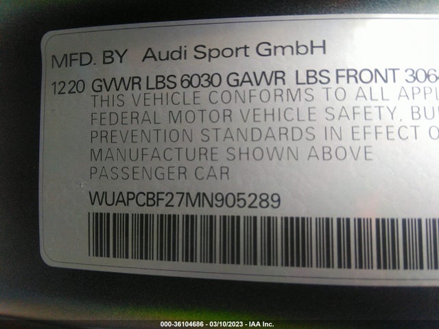 2021 Audi RS 7, VIN: WUAPCBF27MN905289