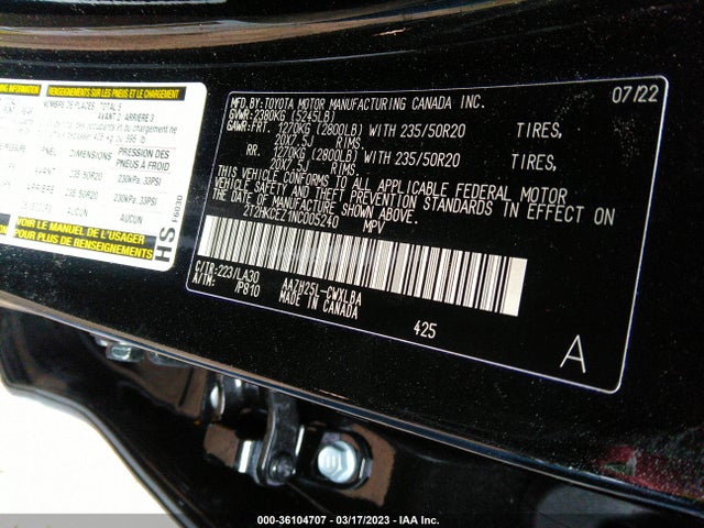 2022 Lexus NX, VIN: 2T2HKCEZ1NC005240