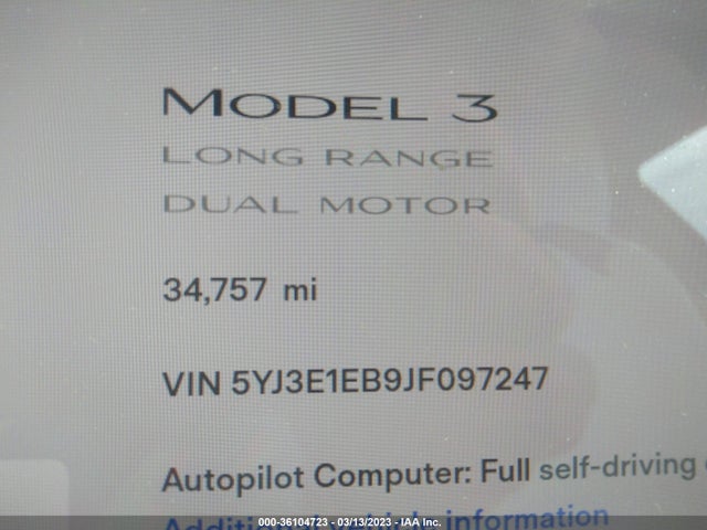 Tesla Model 3 Long Range 2018 5YJ3E1EB9JF097247 Image 9