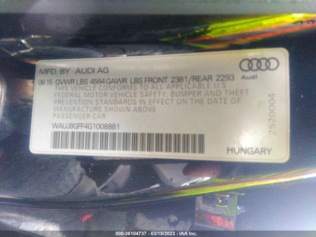 WAUJ8GFF4G1008881 Audi A3 2.0t Premium Plus