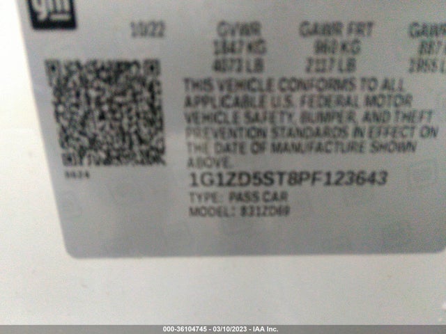 Chevrolet MALIBU LT 2023 1G1ZD5ST8PF123643 Image 9