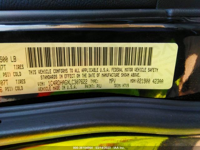1C4RDHAGXLC307622 Dodge Durango Sxt Plus