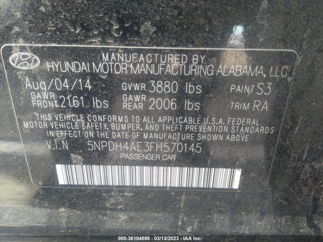 Hyundai ELANTRA SE 2015 5NPDH4AE3FH570145 Image 9