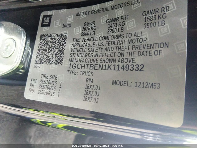1GCHTBEN1K1149332 Chevrolet Colorado Wt