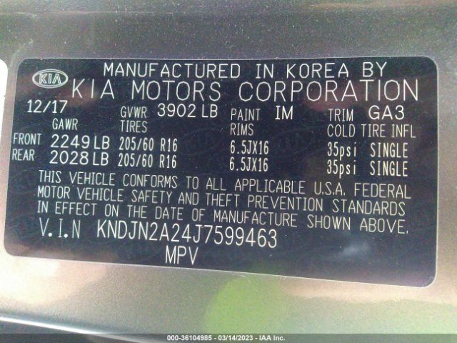 KNDJN2A24J7599463 KIA Soul Base