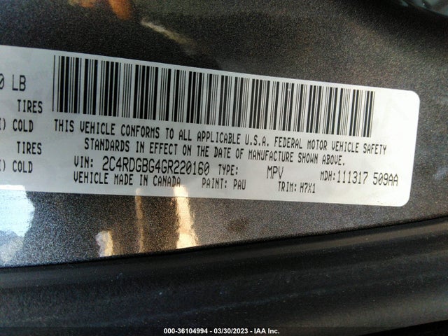 Dodge Grand Caravan American Value Pkg 2016 2C4RDGBG4GR220160 Image 9