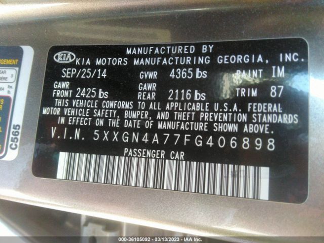 5XXGN4A77FG406898 KIA OPTIMA EX