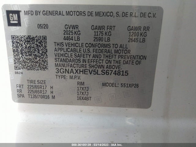 Chevrolet EQUINOX LS 2020 3GNAXHEV5LS674815 Image 9