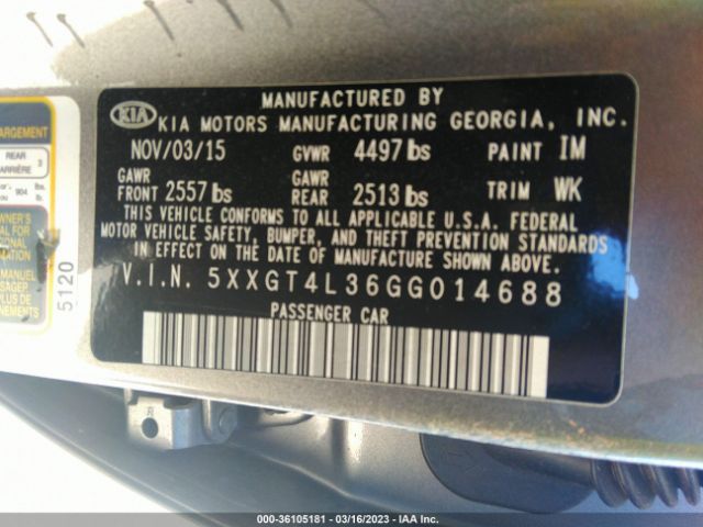 5XXGT4L36GG014688 KIA Optima Lx