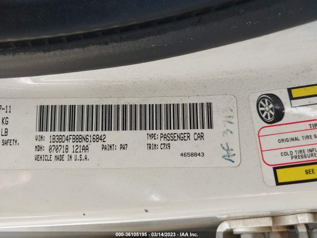 Dodge Avenger Express 2011 1B3BD4FB8BN616842 Image 9