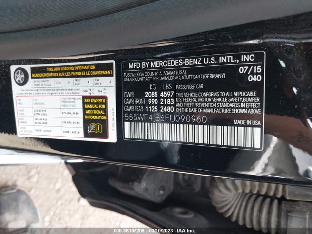 Mercedes-Benz C-class C 300 2015 55SWF4JB6FU090960 Image 9