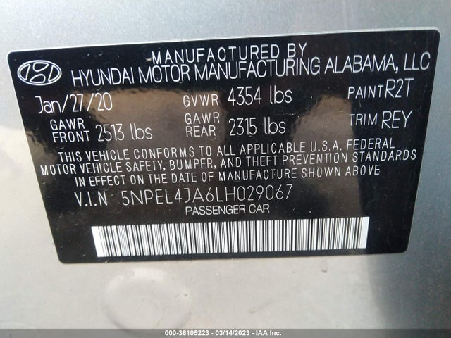 Hyundai SONATA SEL 2020 5NPEL4JA6LH029067 Image 9