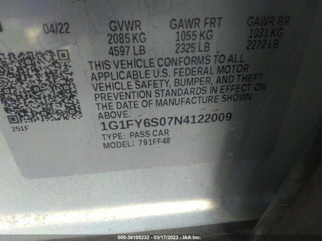 2022 Chevrolet Bolt EUV, VIN: 1G1FY6S07N4122009
