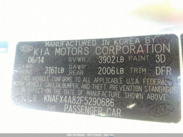 KNAFX4A82F5290686 KIA FORTE EX