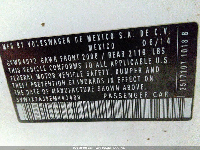 3VW1K7AJ9EM443439 Volkswagen Jetta Sedan S