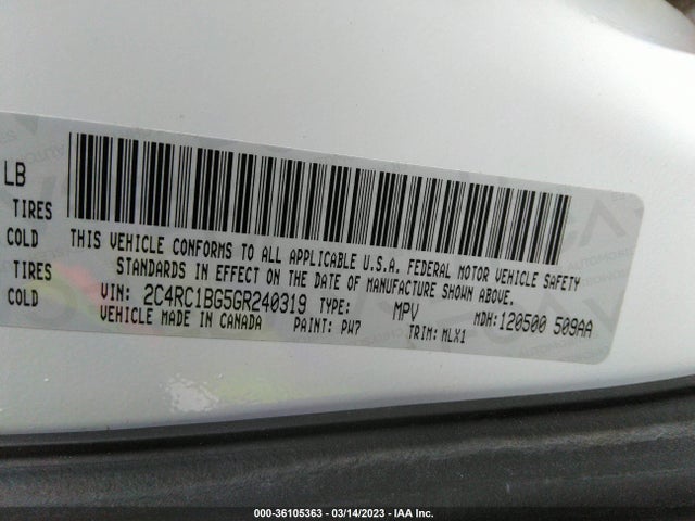 2C4RC1BG5GR240319 Chrysler Town & Country Touring