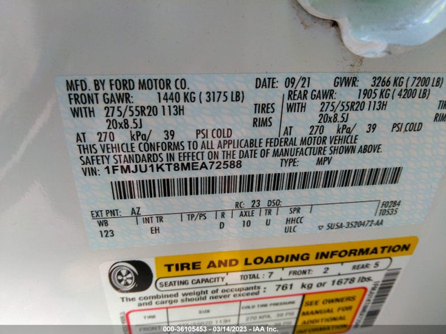 2021 Ford Expedition, VIN: 1FMJU1KT8MEA72588