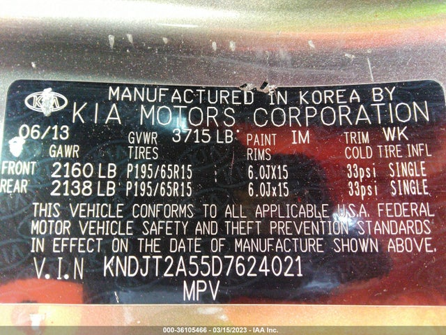 KIA Soul Base 2013 KNDJT2A55D7624021 Image 10