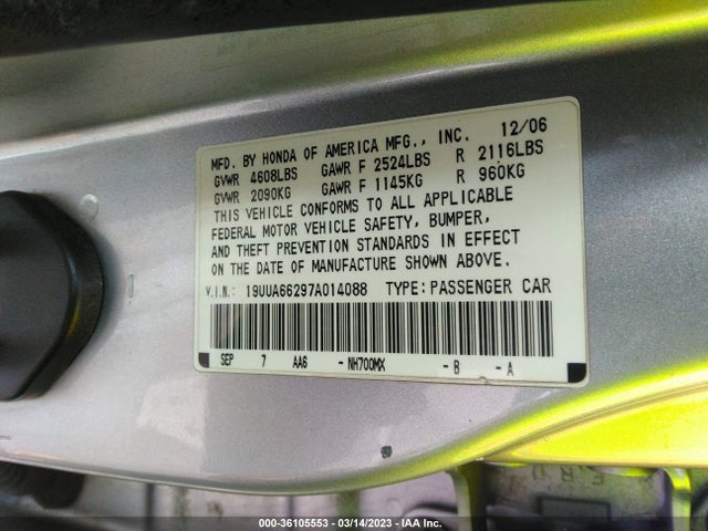 Acura TL 2007 19UUA66297A014088 Image 10