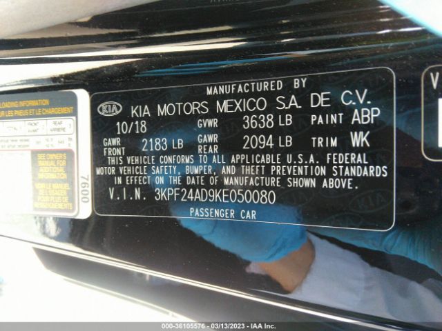 3KPF24AD9KE050080 KIA FORTE FE