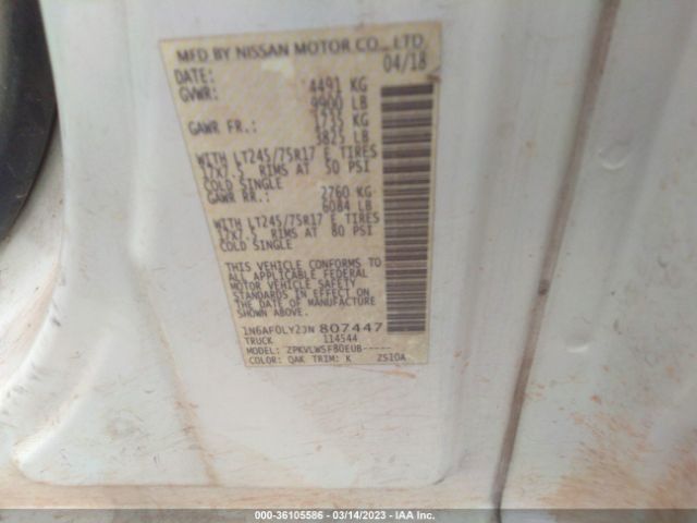 1N6AF0LY2JN807447 Nissan Nv Cargo S