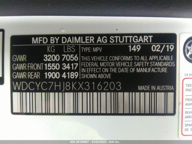 WDCYC7HJ8KX316203 Mercedes-Benz G-class Amg G 63