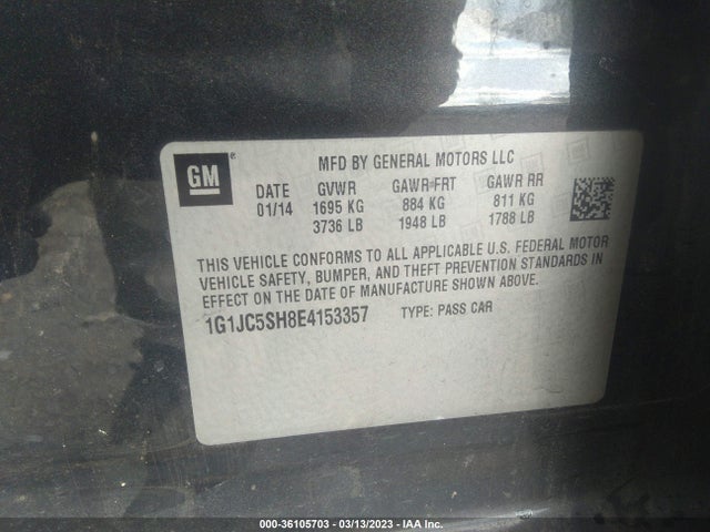Chevrolet SONIC LT 2014 1G1JC5SH8E4153357 Image 9