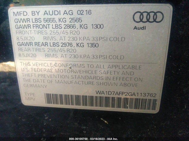 WA1D7AFP2GA113762 Audi Q5 Premium Plus