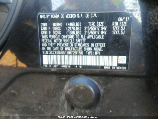 Honda HR-V EX 2017 3CZRU6H51HM729156 Image 11