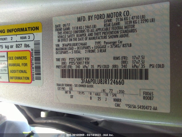 Ford Fusion Hybrid Se 2018 3FA6P0LU8JR124660 Image 10