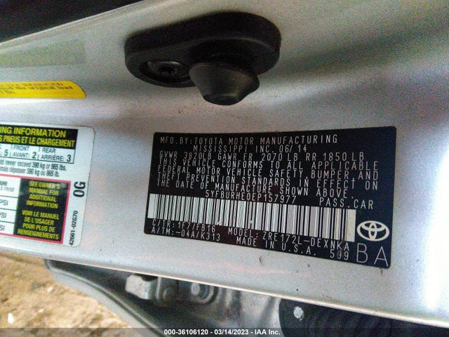 Toyota Corolla L/le/s/s Plus/le Plus 2014 5YFBURHE0EP157977 Image 10