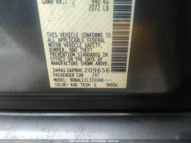 1N4AL3AP8HC209656 Nissan Altima 2.5 Sv