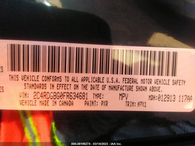 2C4RDGBG0FR634681 Dodge Grand Caravan American Value Pkg
