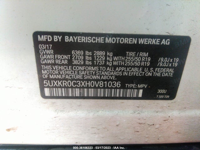 BMW X5 Xdrive35i 2017 5UXKR0C3XH0V81036 Image 10