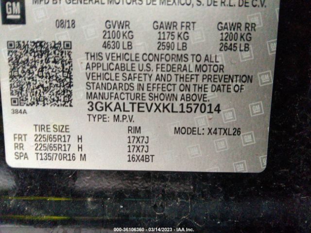 3GKALTEVXKL157014 GMC Terrain Sle